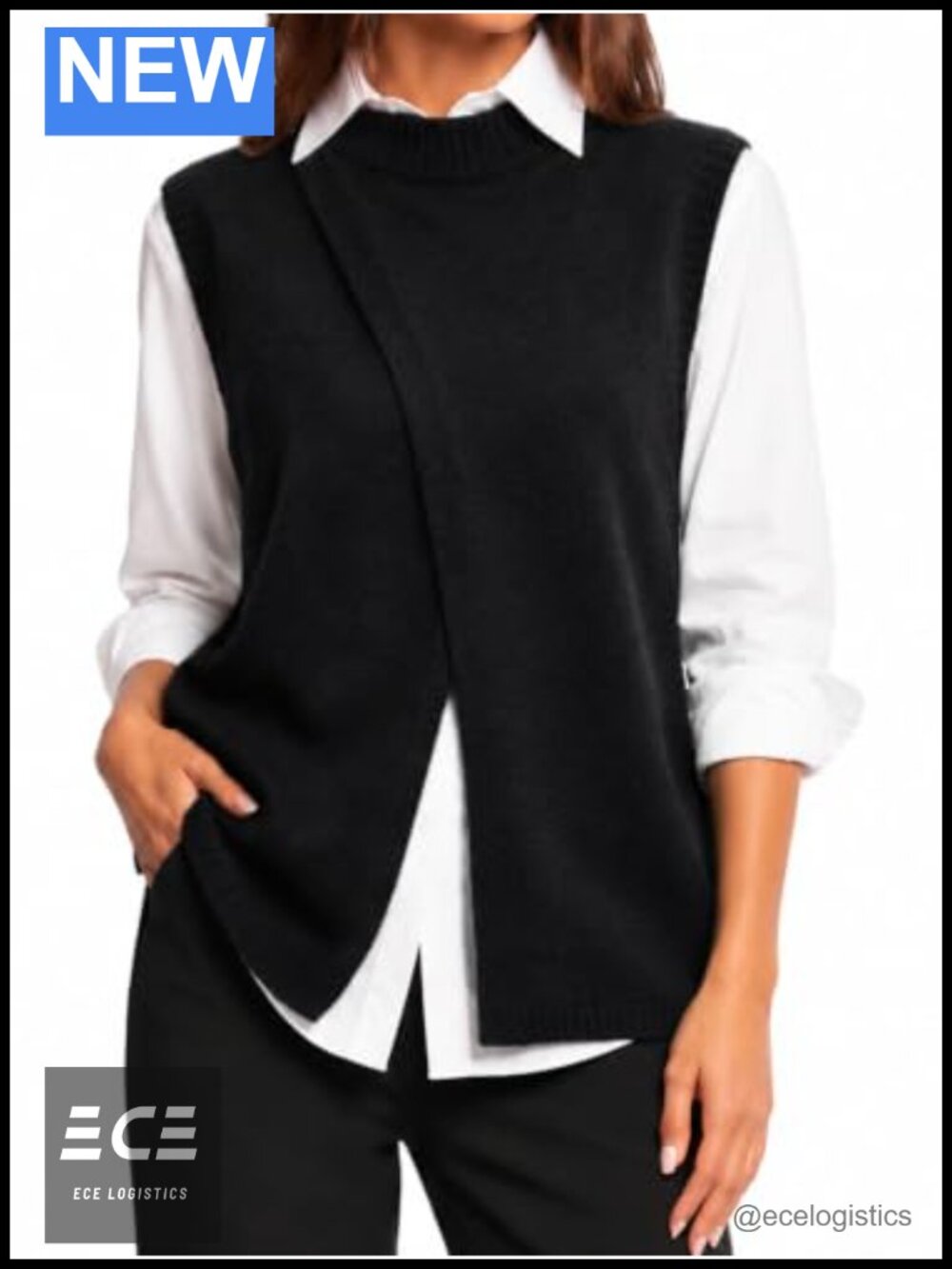 Womens Mock Neck Sleeveless Long Sweater Vest Soft Knit Business Casual